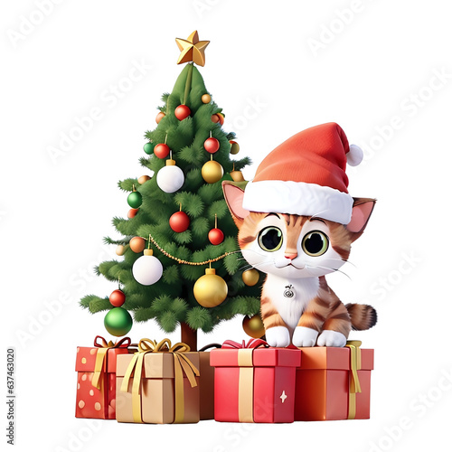 Christmas Kitten Cat Gifts & Tree Png Bundle, cute winter kitten kitty face lover clipart svg