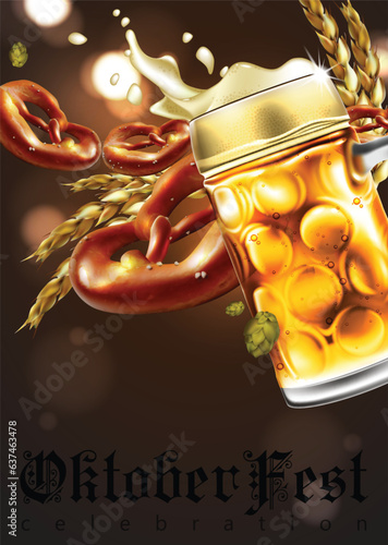 Advertising of  the traditional beer festival Oktoberfest. Highly detailed illustration.