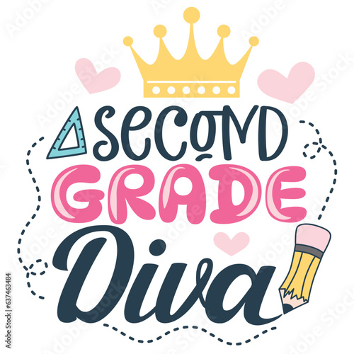 Second grade diva vector illustration for school girl.