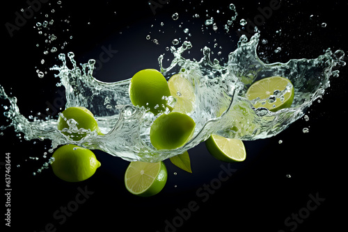 Lime fruit and water splash