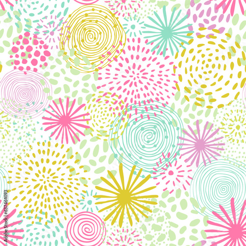 Abstract hand drawn fireworks seamless pattern.
