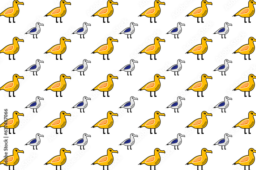 Fototapeta premium Flat Albatross Bird Animal Pattern Background