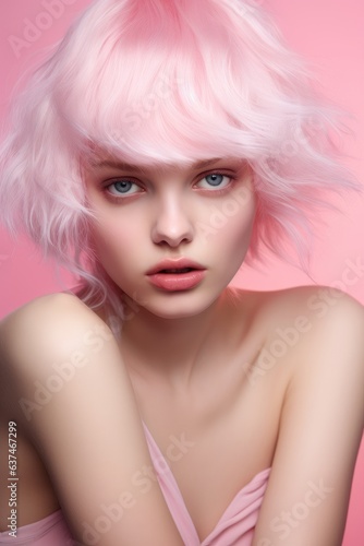Attractive barbie style woman in pink clothes , AI Generated © dark_blade