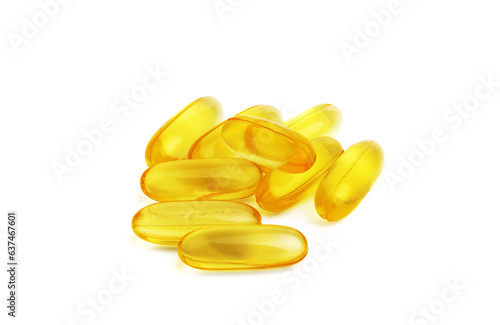 Fish oil capsules on white  background