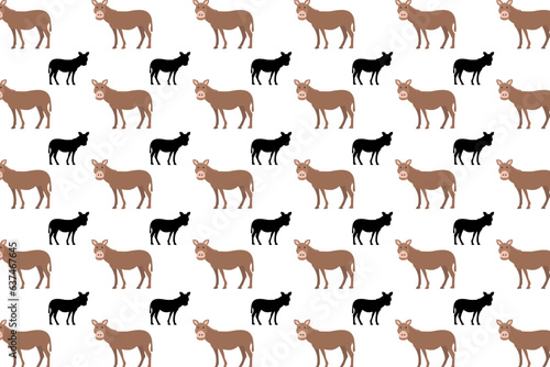 Flat Donkey Animal Pattern Background