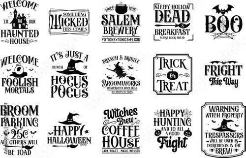 Farmhouse Halloween Bundle SVG, Old Halloween Signs svg, Vintage Halloween SVG Bundle