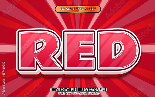 Red 3d cartoon text effect template design