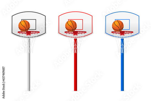 Basketball ring with ball isolated on white background. Vector illustration