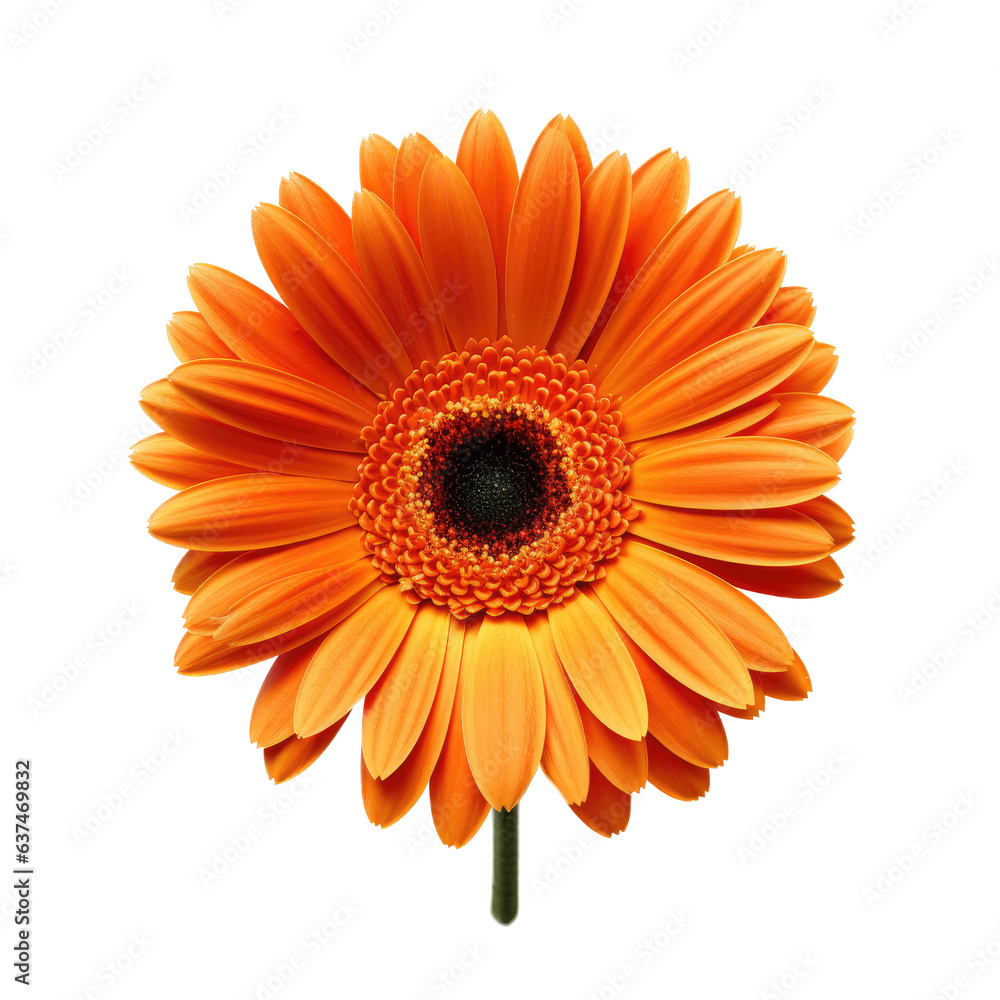 an Orange Daisy in an isolated and transparent PNG in a flower-themed, photorealistic illustration. Generative ai an Orange Daisy in an isolated and transparent PNG in a flower-themed, photorealistic illustration. Generative ai