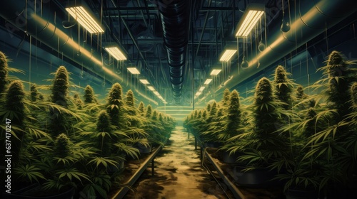 Cannabis cultivation farm industry. AI generative.