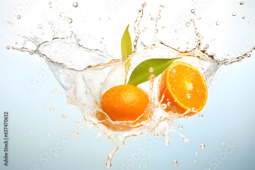Orange fruit falling into water 
