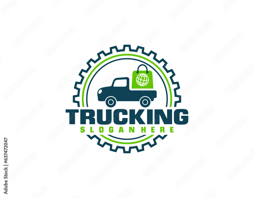 logo with truck on white background, monochrome style logo with truck on white background, monochrome style
