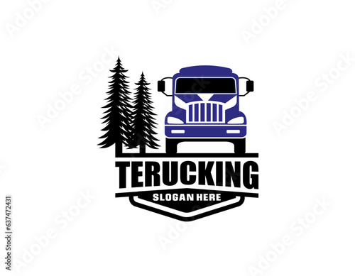 trucking company logo. Bold badge emblem logo concept. Ready made logo template set vector isolated
