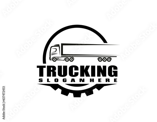 Trucking company logo. Bold badge emblem logo concept. Ready made logo template set vector isolated