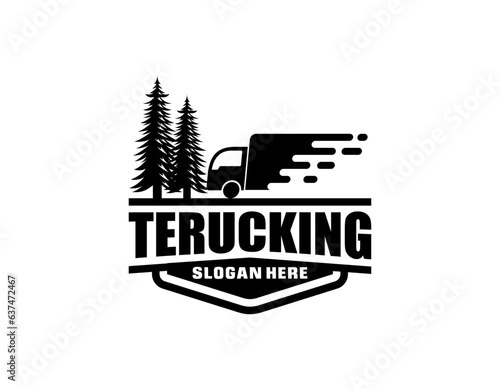 Trucking company logo. Bold badge emblem logo concept. Ready made logo template set vector isolated