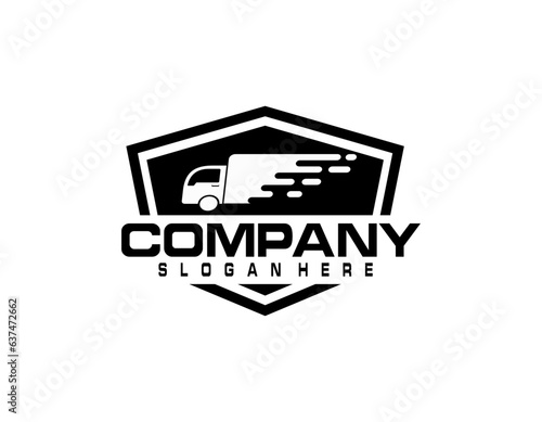 Trucking company logo. Bold badge emblem logo concept. Ready made logo template set vector isolated