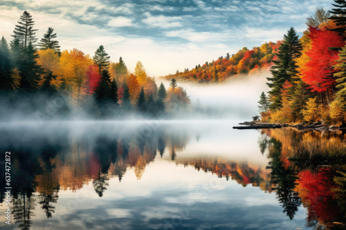 Autumn in the mountains and on a lake