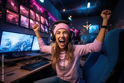 Female gamer celebrate win an online video game © thesweetsheep