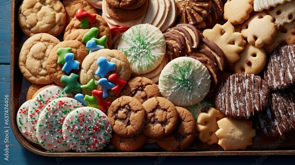 Fototapeta premium Festive holiday bake, Christmas cookie with candies