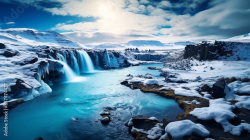 Iceland the Country of Vulcans, Hot Springs, Ice, Waterfalls, Unspoken Weather, Smokes, Glaciers, Strong Rivers, Beautiful Colorful Wild Nature, Lagoons, Amazing Animals, Aurora, generative ai © Chingiz