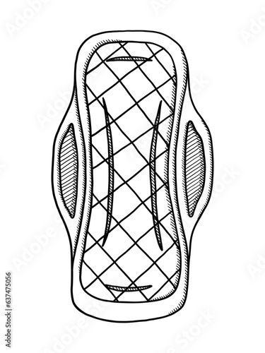 VECTOR ISOLATED ON A WHITE BACKGROUND DOODLE ILLUSTRATION OF A DISPOSABLE SANITARY PAD