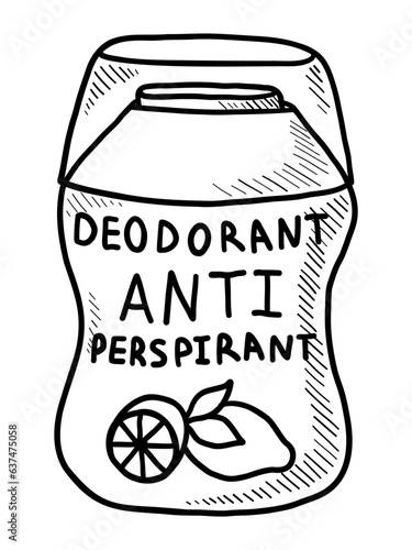 VECTOR ISOLATED ON A WHITE BACKGROUND DOODLE ILLUSTRATION OF ANTIPERSPIRANT DEODORANT