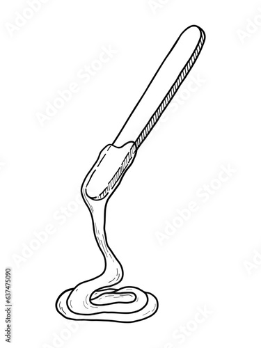 VECTOR ISOLATED ON A WHITE BACKGROUND DOODLE ILLUSTRATION OF A SHOVEL WITH A FLOWING PASTE FOR SUGARING