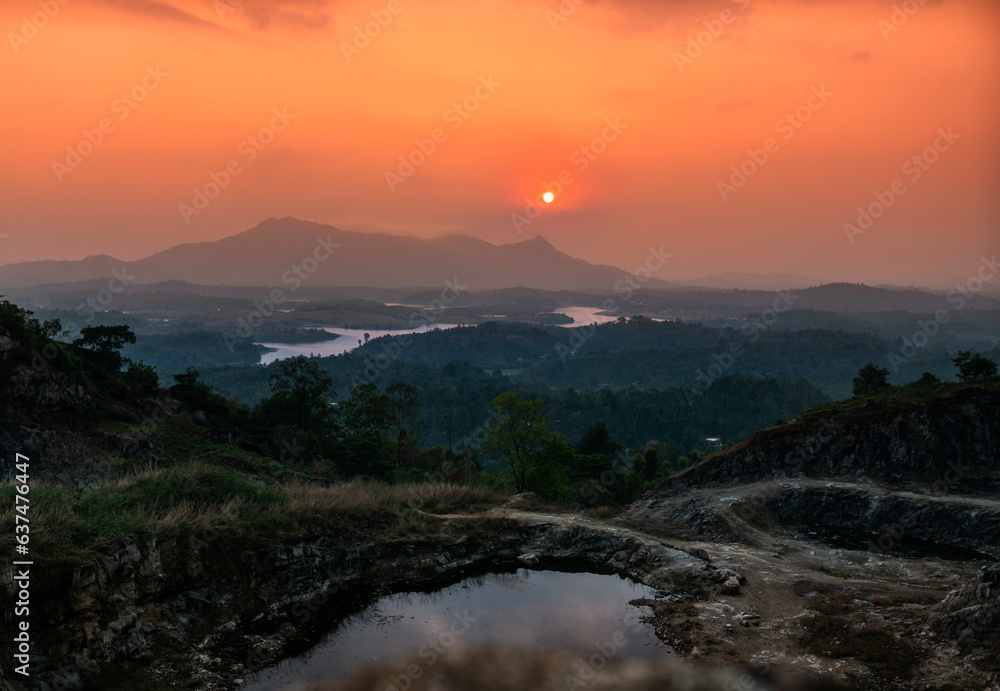 Amazing mountain sunset view from Wayanad Kerala, Beautiful Landscape scenery 