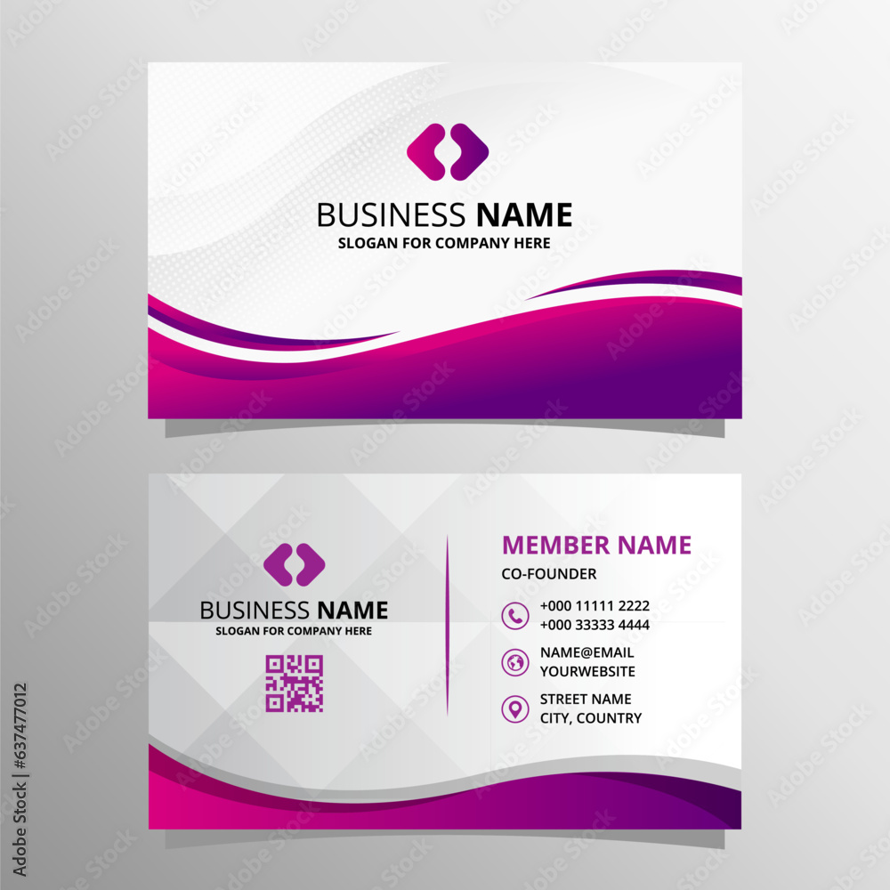 Modern Purple Business Card Template With Curves