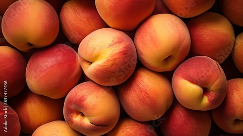 a pile of ripe peaches sitting next to each other.  generative ai