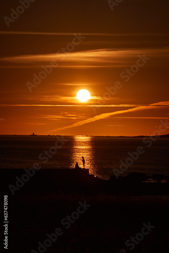 Sunset on the Am  rica beach in the Rias Baixas. Pontevedra. Galicia. Spain