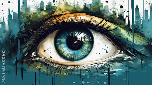 Fototapeta Naklejka Na Ścianę i Meble -  sztuka komputerowa wymieszana z grafiką komputerową, wymieszane kolory rysujące twarz. piękno abstrakcji.