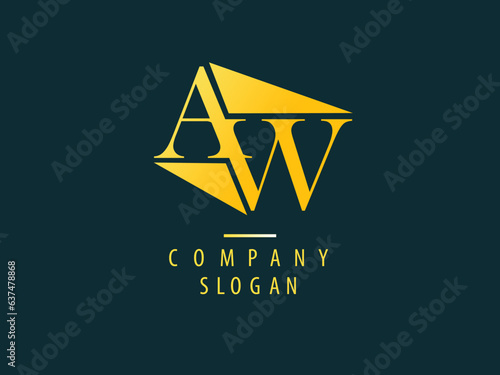 AW monogram logo in gold color vector. easy to edit and custom.