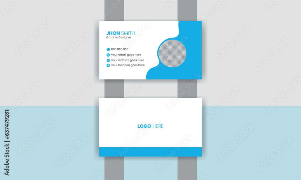 Simple double sided business card design template, Personal use , Vector illustration.