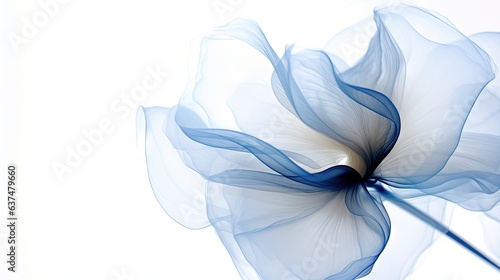  a blue flower with a white center on a white background.  generative ai photo