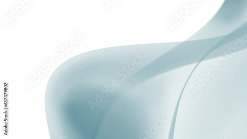 Loopable 3D Animation - Gray blue corporate abstract background of a smooth wavy shape moving slowly in a loop on white background.