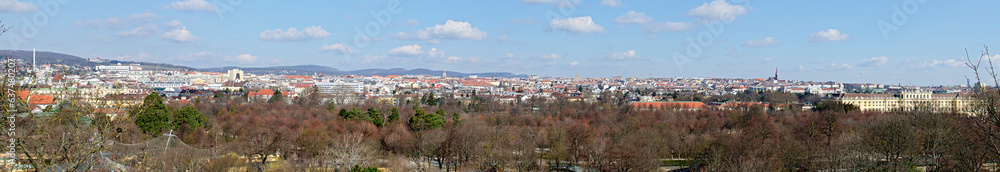 panorama of the western part of Vienna with palace Schoenbrunn, Austria