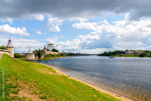 Wallpaper Mural View of the Pskov Kremlin (Krom) and the confluence of the rivers Pskov and Velikaya, Pskov, Russia Torontodigital.ca