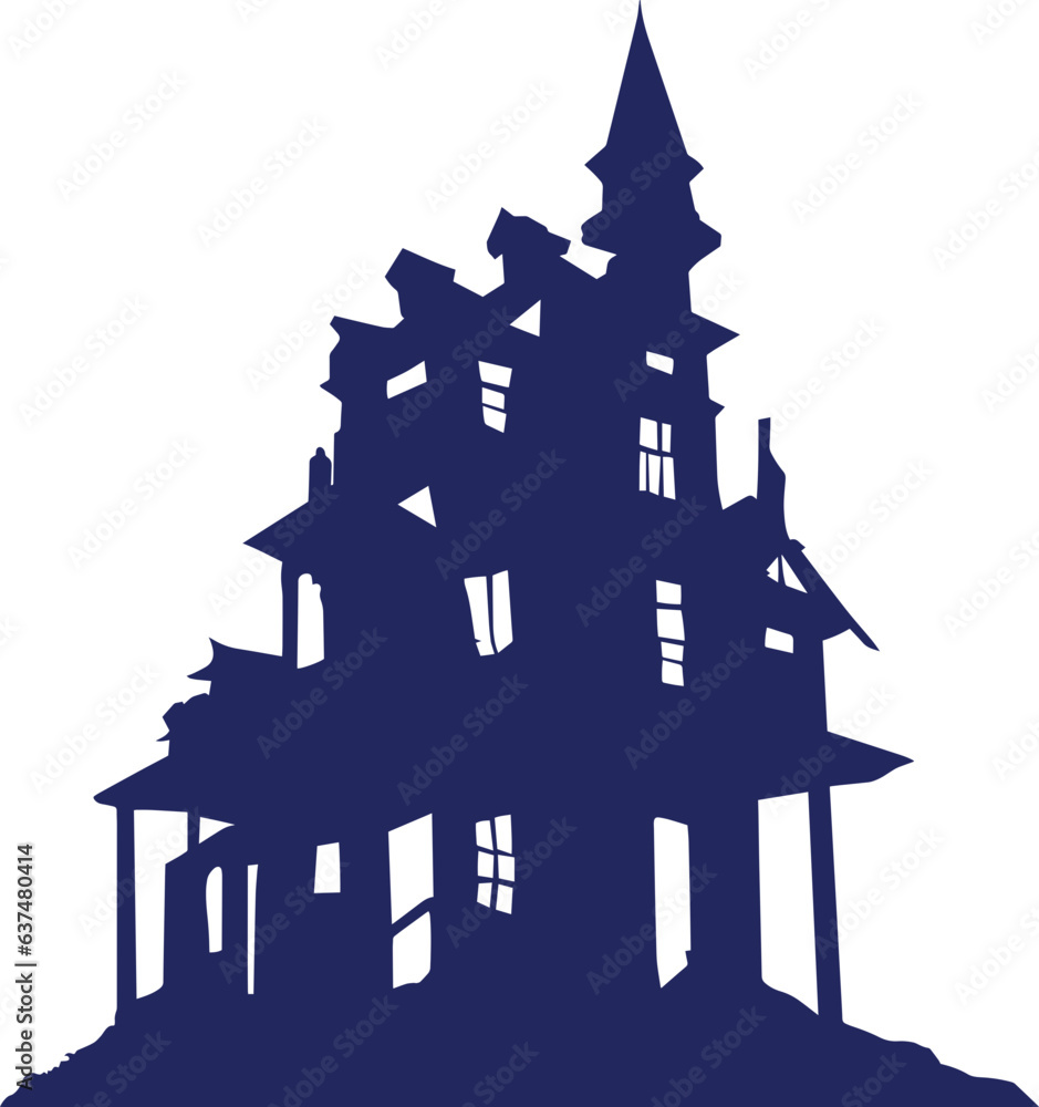 silhouette of a ghost house halloween