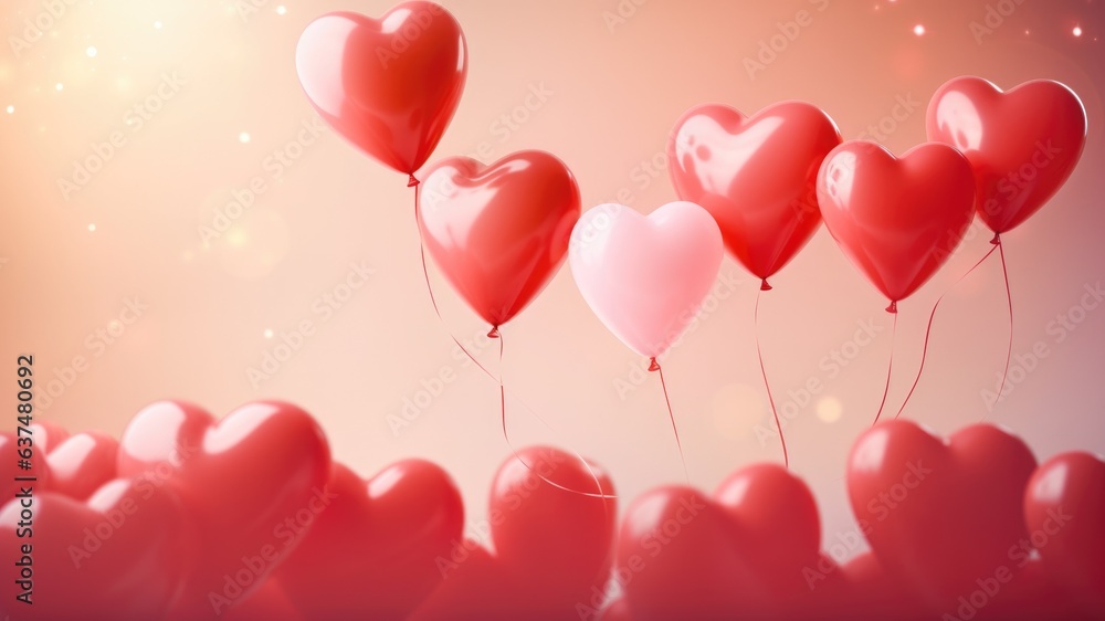 Red colored heart balloons flying on a pink background, wedding wishes for love-filled days, layout for wedding marriage wishes and celebration background with copy space for text Red colored heart balloons flying on a pink background, wedding wishes for love-filled days, layout for wedding marriage wishes and celebration background with copy space for text