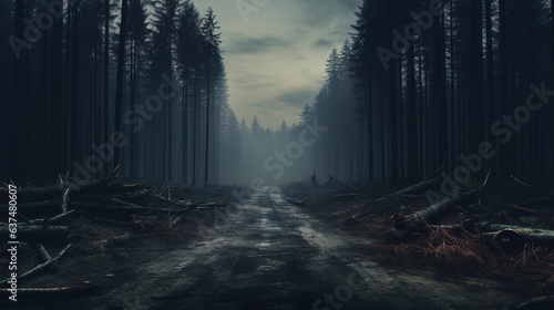 road in the woods.Generative Ai
