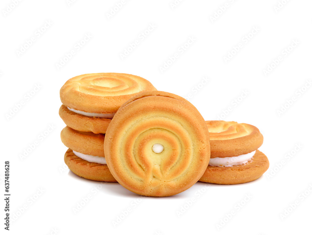 Sandwich cookies with cream isolated on white background Sandwich cookies with cream isolated on white background