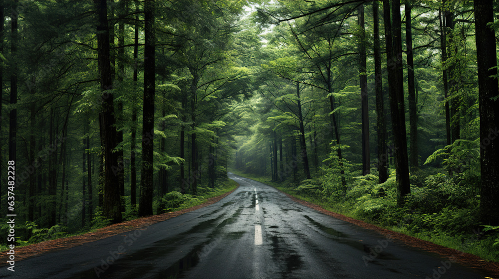 Fototapeta premium road in the woods.Generative Ai