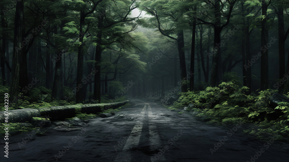 Obraz premium road in the woods.Generative Ai