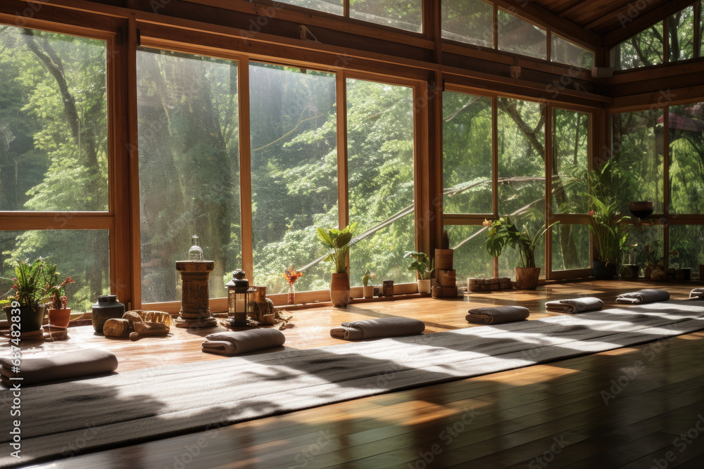 Fototapeta premium Yoga and Meditation Retreat in Serene Natur