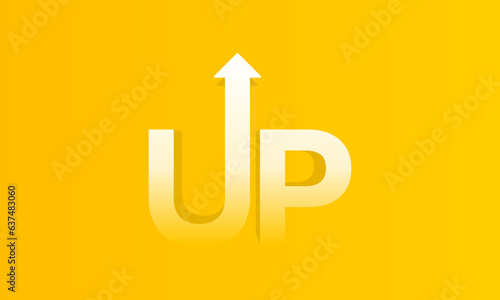 Up letter logo on yellow background. Vector illustration.
