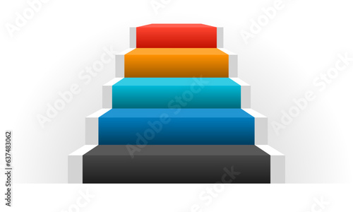 Colorful ladder, 5 steps to success. Banner, Brochure, and Presentation. Vector illustration.