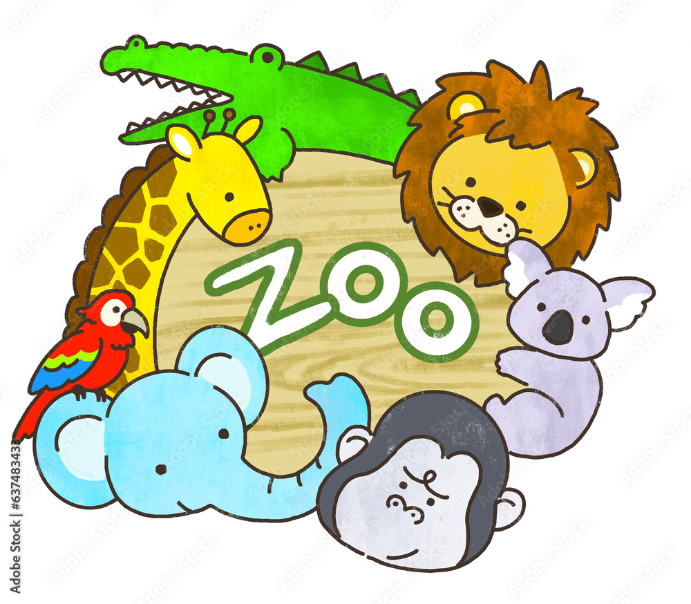 Naklejka premium 動物園 動物のかわいいフレーム