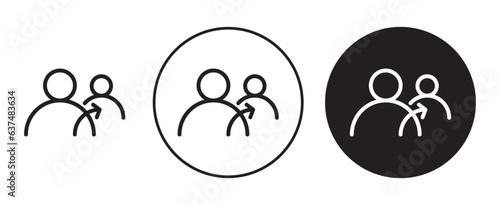 Refer vector icon set. referral connection program symbol. recommend business client, employee or candidate icon. Refer a friend sign in black color. suitable for apps and web UI designs. photo