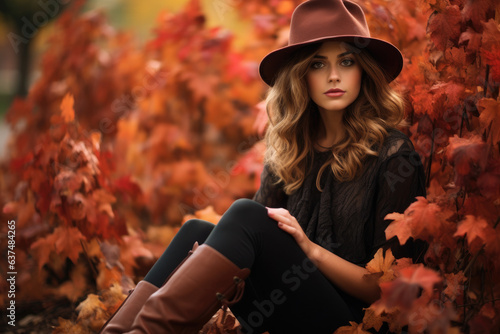 Portrait of a women wearing ankle boots and stylish hat photo